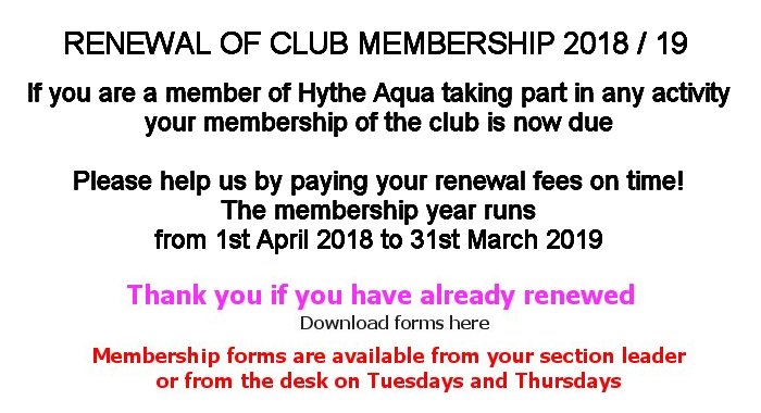 Renewal of Club Membership